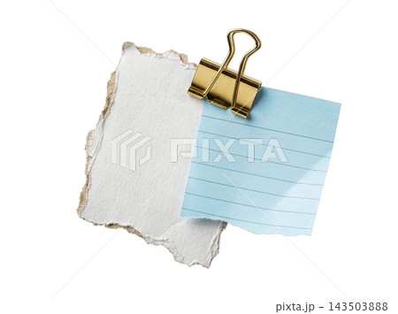 Floating  note with cardboard held by clip 143503888