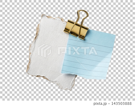Floating  note with cardboard held by clip 143503888