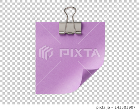 Purple paper sheet with silver binder clip Purple paper sheet with silver binder clip 143503907