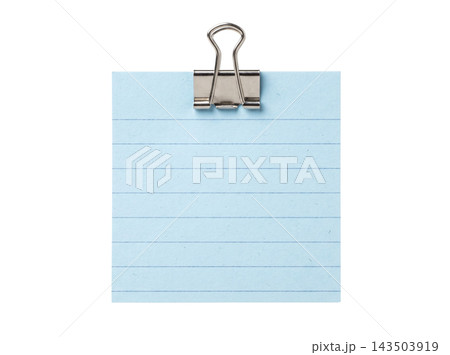 Blue paper note with cilver clip Blue paper note with cilver clip 143503919