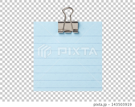 Blue paper note with cilver clip Blue paper note with cilver clip 143503919