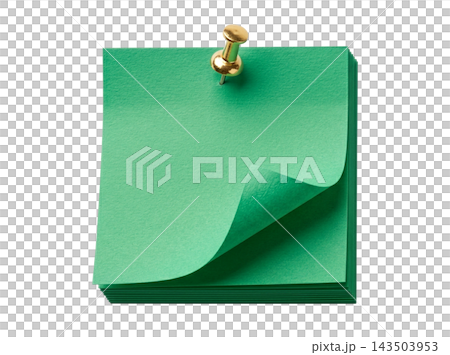 Layered green paper with golden pin Layered green paper with golden pin 143503953