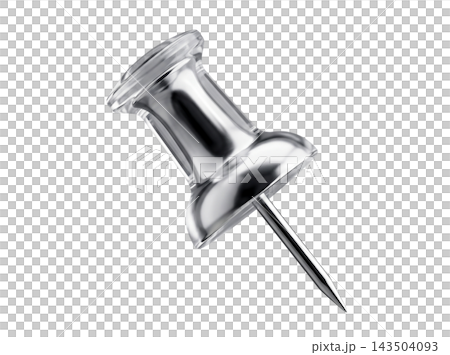Isolated silver thumbtack element 143504093