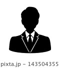 スーツ姿の男性シルエットイラスト　ビジネス上半身黒 143504355