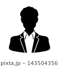 ノーネクタイのスーツ姿の男性シルエットイラスト　ビジネス上半身黒 143504356