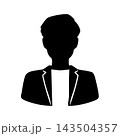 ジャケットを着た男性シルエットイラスト　ビジネス上半身シルエット黒 143504357