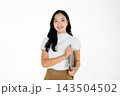 Smiling Asian Girl Holding Laptop on White Background Young Professional Business Woman Studio Portrait Smiling Asian Girl Holding Laptop on White Background Young Professional Business Woman Studio Portrait 143504502