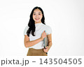 Smiling Asian Girl Holding Laptop on White Background Young Professional Business Woman Studio Portrait Smiling Asian Girl Holding Laptop on White Background Young Professional Business Woman Studio Portrait 143504505