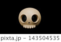 Cute 3D Halloween Skull Cartoon Character on Black Background Cute 3D Halloween Skull Cartoon Character on Black Background 143504535