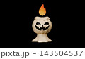 3D Halloween Jack O Lantern Candle with Glowing Flame on Black Background 3D Halloween Jack O Lantern Candle with Glowing Flame on Black Background 143504537