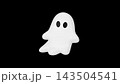 Cute 3D Halloween Ghost Character Floating on Black Background Cute 3D Halloween Ghost Character Floating on Black Background 143504541