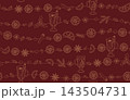 Mulled wine winter drink seamless pattern with garland lines outline background 143504731