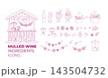 Mulled wine winter drink icons set elements outline doodle collection 143504732