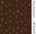 Hot cocoa and marshmallow seamless pattern winter drink outline background 143504741