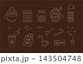 Hot cocoa and marshmallow winter drink icons set elements outline doodle collection 143504748