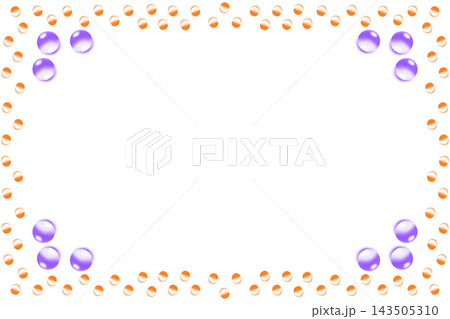 White frame for text with violet orange balls drops 143505310