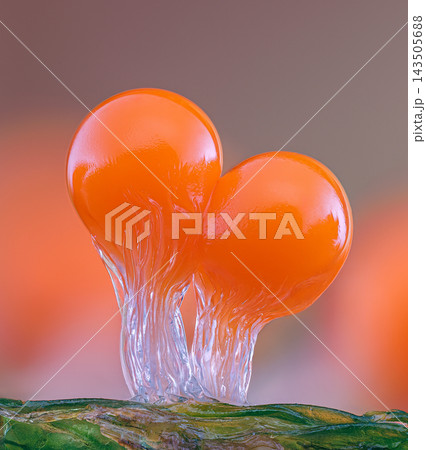Orange slime mold - Trichia decipiens, it's a small protist organism 143505688
