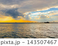 View of the amazing dramatic sunset sky over the sea surface in the evening 143507467