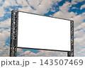 Mock up: blank white billboard and white clouds in the blue sky 143507469