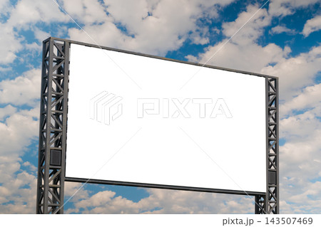 Mock up: blank white billboard and white clouds in the blue sky 143507469