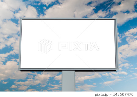 Mock up - blank white billboard against blue sky with white clouds 143507470