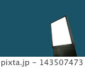 Mock up: white billboard poster, pillar against blue-green background 143507473