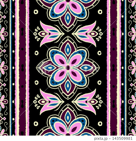 Hand-drawn Seamless Black Border Pattern for Royal Upholstery Fabric Wallpaper Print 143509981