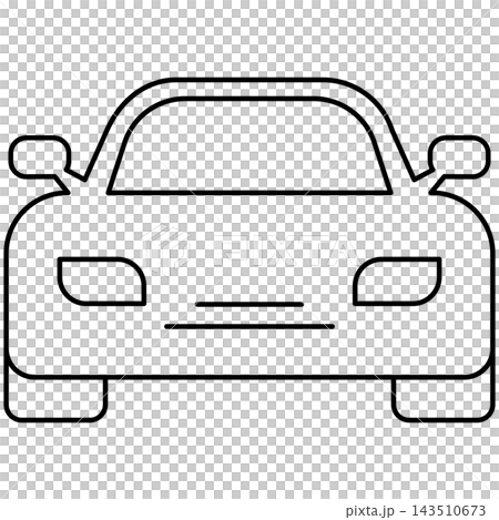 Line art style icon illustration of a sedan car front view isolated on transparent background. Minimalist thin line design element clip art for vehicle transport UI. Line art style icon illustration of a sedan car front view isolated on transparent background. Minimalist thin line design element clip art for vehicle transport UI. 143510673