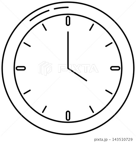 Line art style icon illustration of a classic wall clock isolated on transparent background. Minimalist thin line design element clip art for time management UI. Line art style icon illustration of a classic wall clock isolated on transparent background. Minimalist thin line design element clip art for time management UI. 143510729
