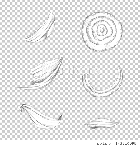 Onion peels curled papery texture, layered slices, natural plant material hand drawn graphite clipart. Zero-waste lifestyle, natural dye references, sustainability publications, craft education Onion peels curled papery texture, layered slices, natural plant material hand drawn graphite clipart. Zero-waste lifestyle, natural dye references, sustainability publications, craft education 143510999
