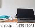 Doctor desk with laptop and medical equipment ready 143513001