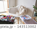 Home creative workspace with colorful craft supplies for hobbies 143513002