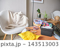 Crafting workspace ready for creative jewelry making hobby 143513003