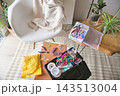 Home hobby space with jewelry making materials set working 143513004