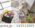 Creative workspace with jewelry making crafting supplies 143513005