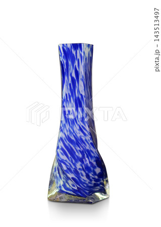 front view blue crystal vase on white background, decor, fashion, collection, copy space 143513497