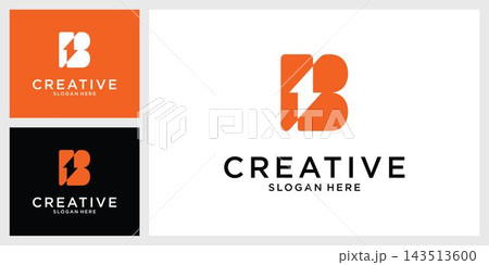 Initial B Letter with Lightning Bolt Logo Vector Design Initial B Letter with Lightning Bolt Logo Vector Design 143513600