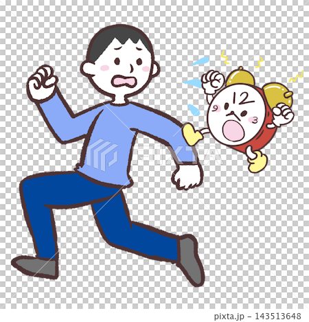 時間に追われる男性のイラスト 時間に追われる男性のイラスト 143513648