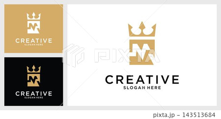 Initial letter M with crown icon vector design Initial letter M with crown icon vector design 143513684