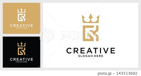 GK or KG initial letter logo design with crown icon vector. GK or KG initial letter logo design with crown icon vector. 143513692