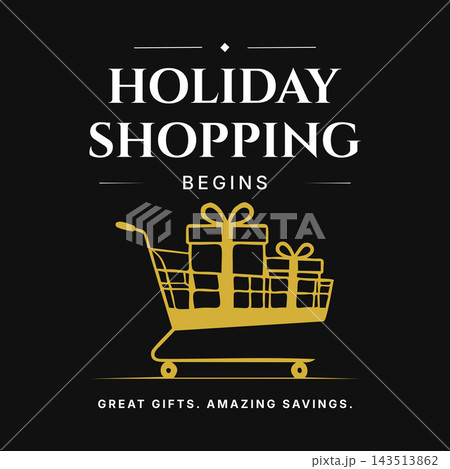 Holiday Shopping Sale with Golden Shopping Cart on Black Background Holiday Shopping Sale with Golden Shopping Cart on Black Background 143513862