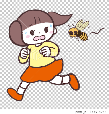 蜂に追われる女の子のイラスト 蜂に追われる女の子のイラスト 143514246