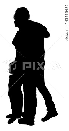 Silhouette Couple Parents Walking With Child 143516489