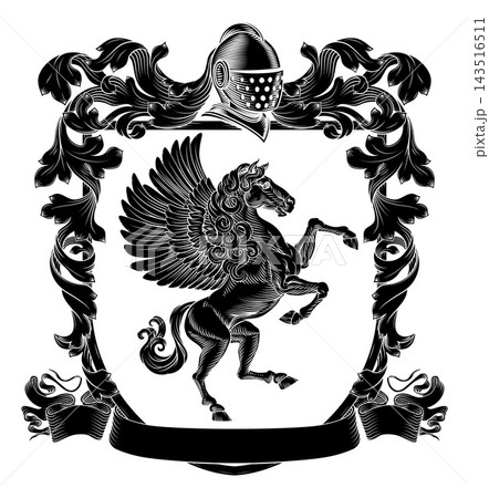 Coat of Arms Crest Pegasus Horse Heraldic Shield 143516511