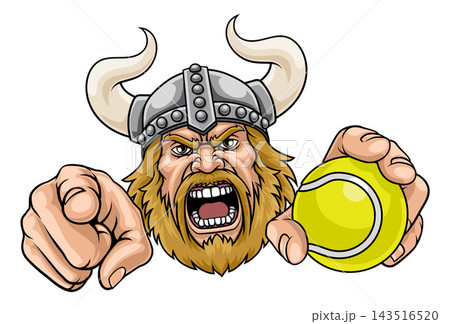 Viking Tennis Ball Sports Team Mascot Man Viking Tennis Ball Sports Team Mascot Man 143516520