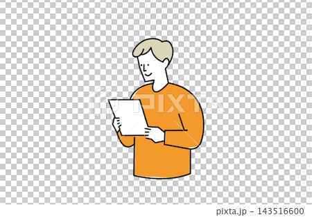 Man reading a printout Man reading a printout 143516600