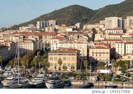 Yachts in the port at the old town of Ajaccio, Corsica. Ajaccio is the capital and largest city of Corsica island, a French commune Yachts in the port at the old town of Ajaccio, Corsica. Ajaccio is the capital and largest city of Corsica island, a French commune 143517369