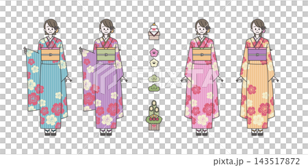 New Year's [Female Illustration Material Set for Each Event] 143517872