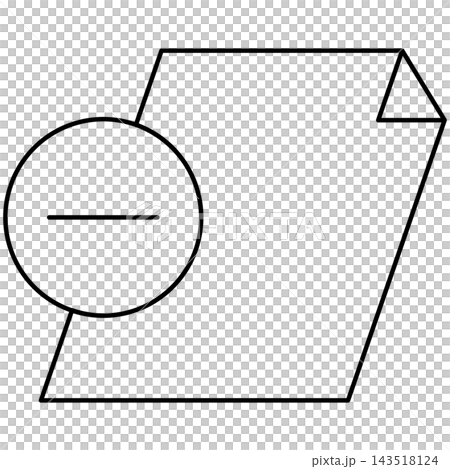 Line art style icon illustration of a paper document with minus remove badge symbol isolated on transparent background. Minimalist thin line element for delete document UI. Line art style icon illustration of a paper document with minus remove badge symbol isolated on transparent background. Minimalist thin line element for delete document UI. 143518124