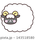 かわいい黒羊の横フレームイラスト 143518580